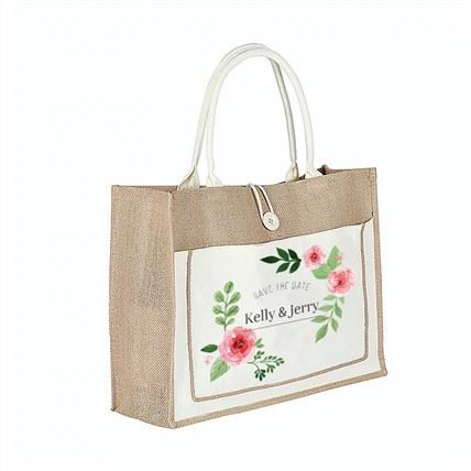 Jute Nrog Paj Rwb Reusable Khoom Plig Hnab
